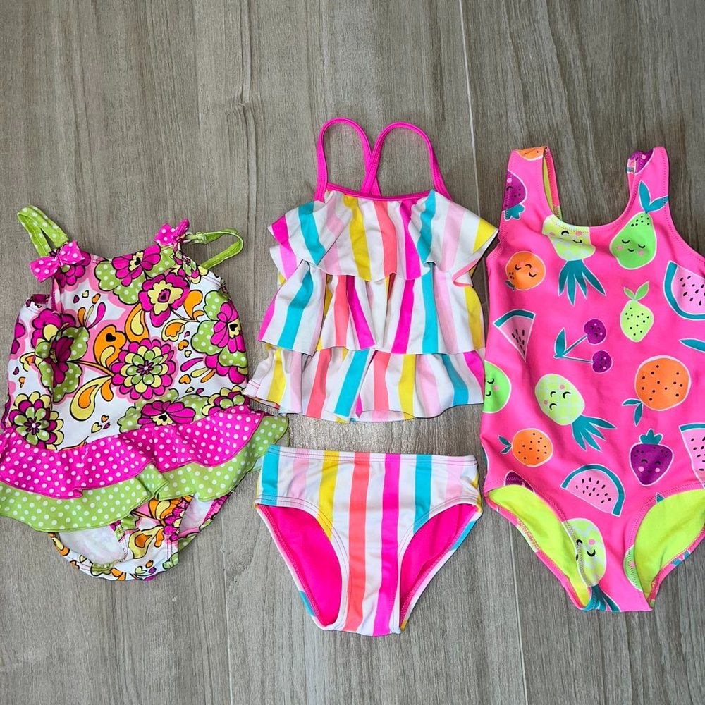 BUNDLE of 3 Girl's Bathing Suits Size 2-3T